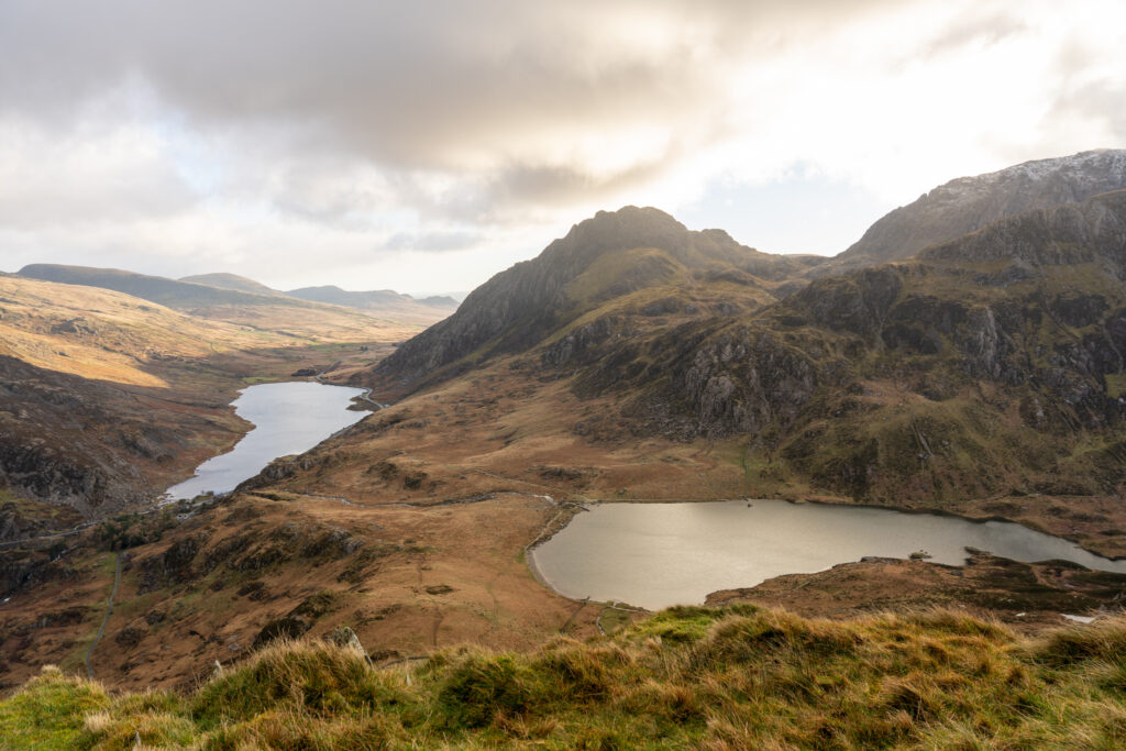 A moody sunrise over Tryfan from Y Garn, Snowdonia